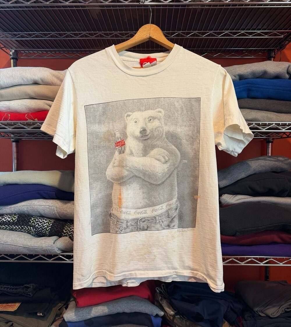 Vtg 1995 Coca-Cola Polar Bear  T-Shirt Size Large Single Stitch Made in USA